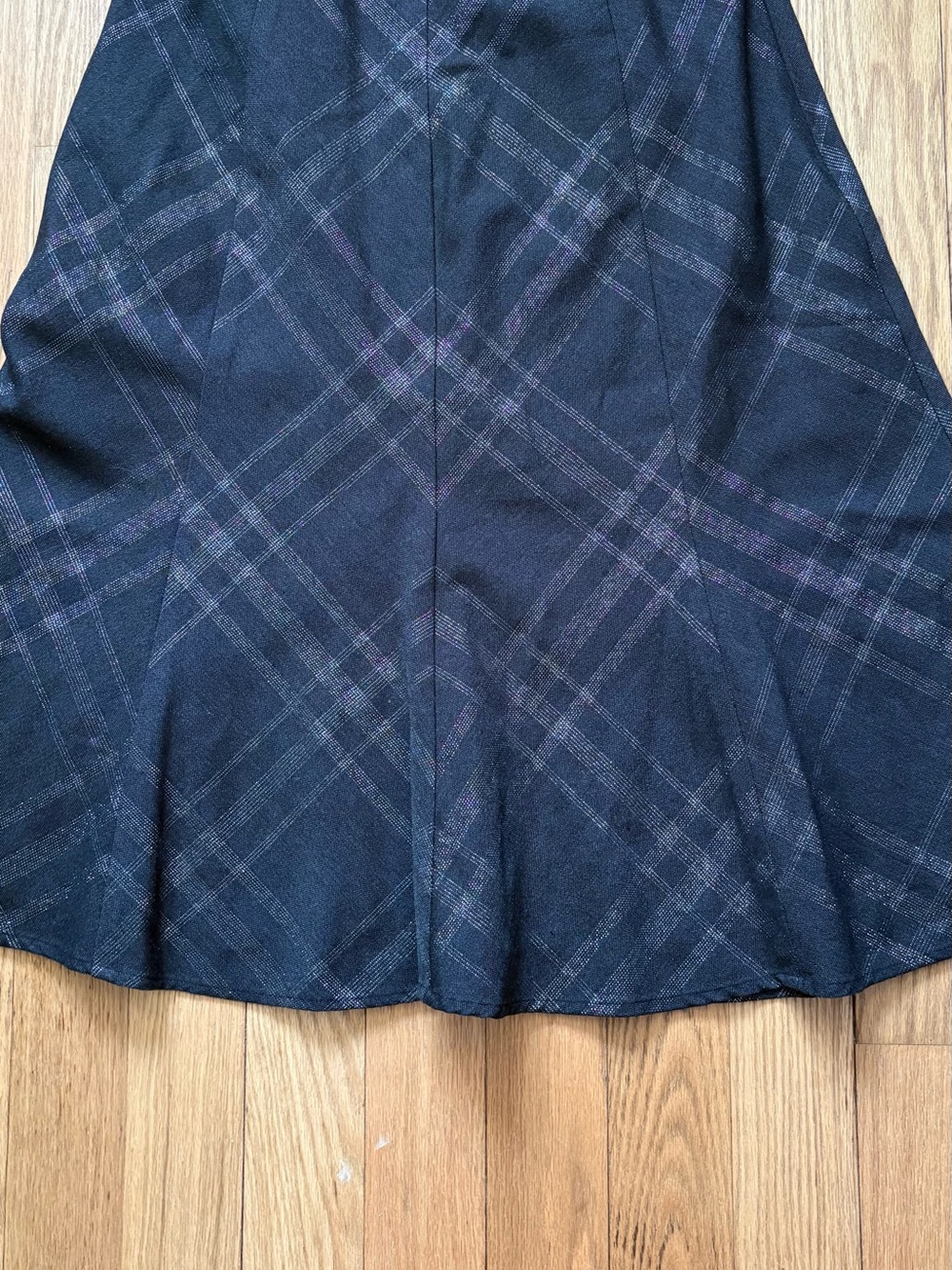 Jones New York Black A-Line Skirt with Subtle Purple Plaid